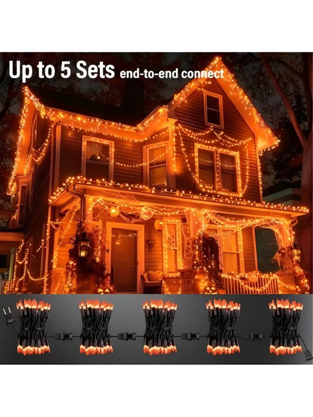 Orange Halloween Lights, 40FT 200 Count Mini String Lights,